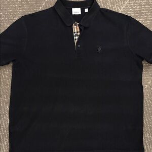 Burberry Dark Polo with Check Accent